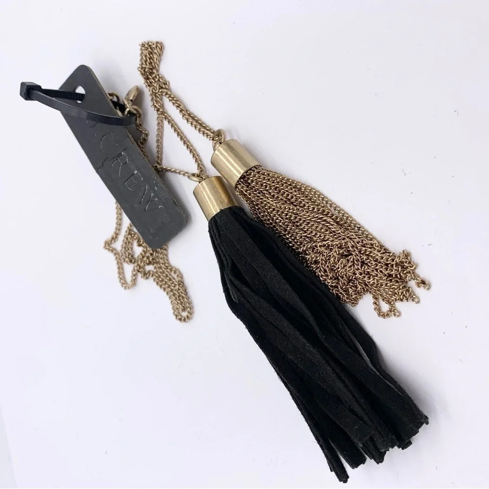 J. Crew Black and Gold Tassels Necklace NWT